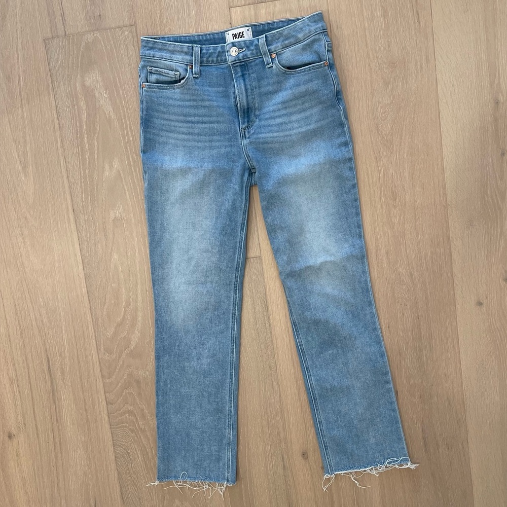 PAIGE Cindy Raw Hem Ankle Straight Leg Jeans in Park Ave